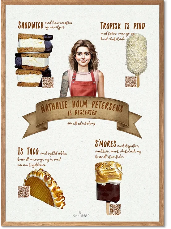 Is Dessert Plakat Egetræsramme
