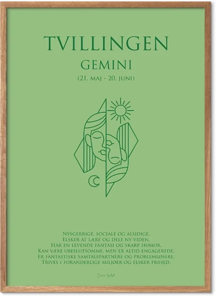 Tvillingen Stjernetegn Plakat