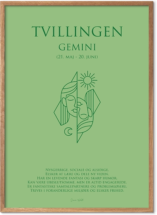 Tvillingen Stjernetegn Plakat